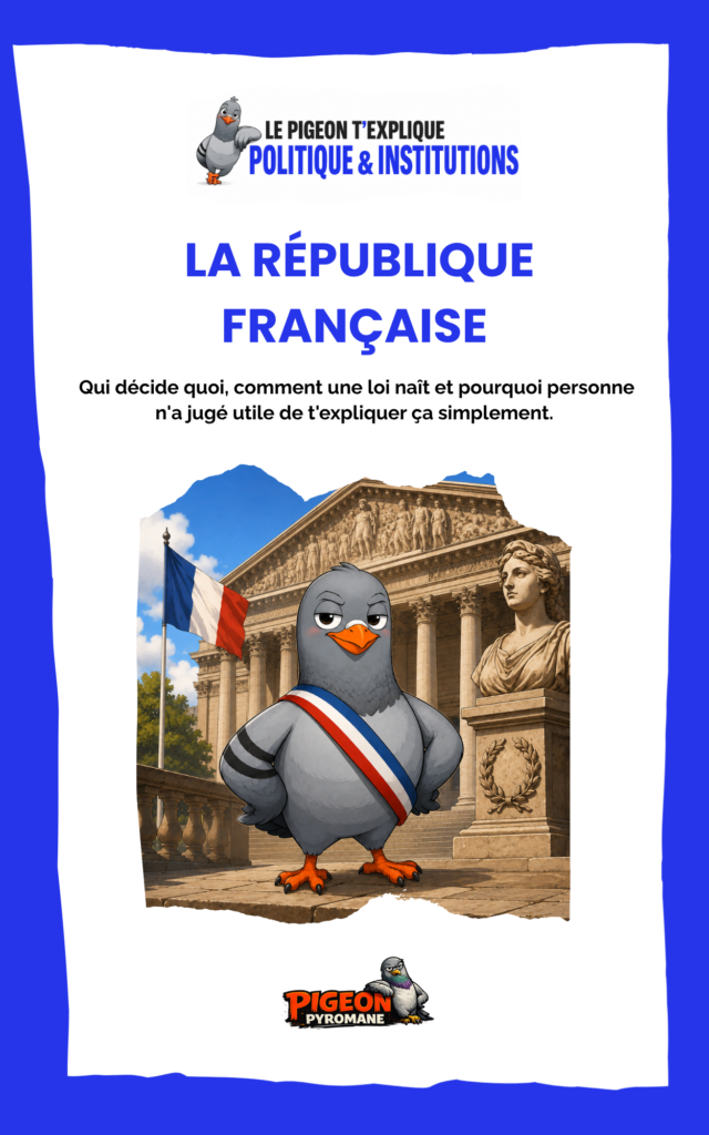 Couverture du livre Le Pigeon t’explique La République française.