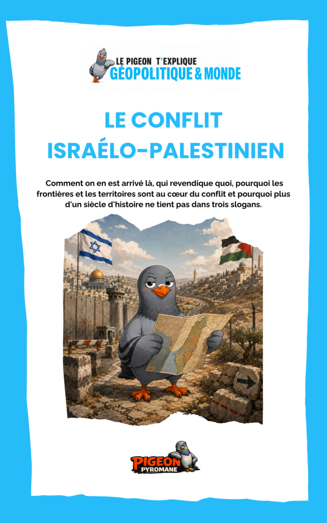 Couverture du livre Le Pigeon t’explique Le conflit israélo-palestinien.